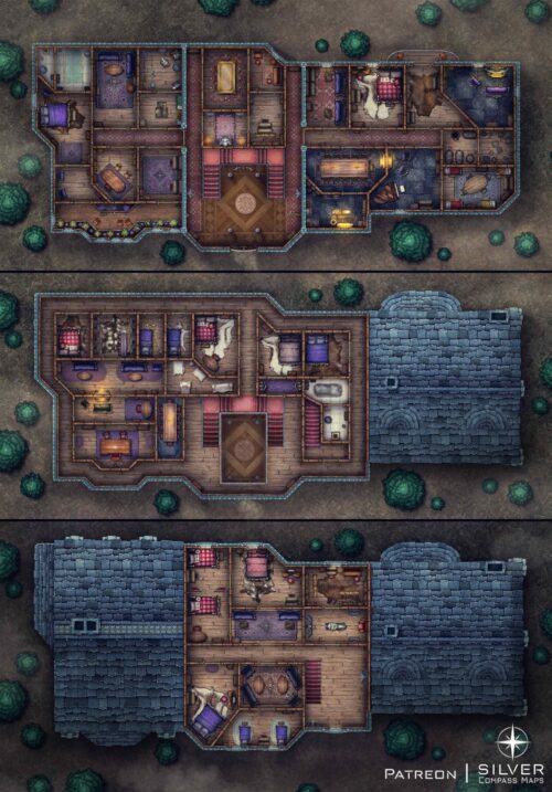 Mansion Battlemap - Free Download and TTRPG Variants