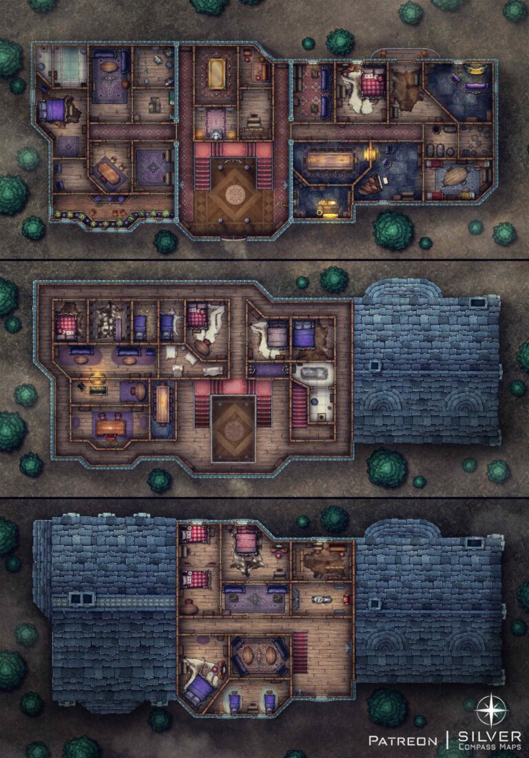 Mansion Battlemap - Free Download and TTRPG Variants