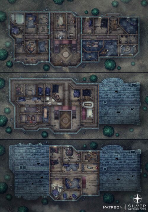 Mansion Battlemap - Free Download and TTRPG Variants