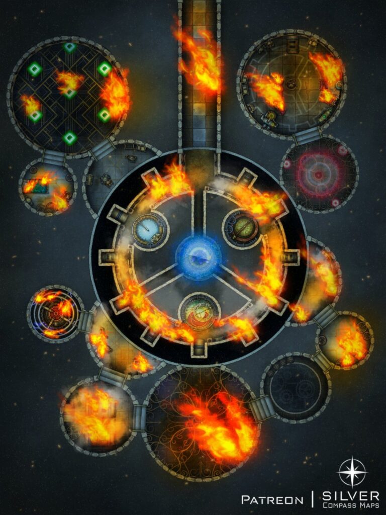 A burning mechanical dungeon
