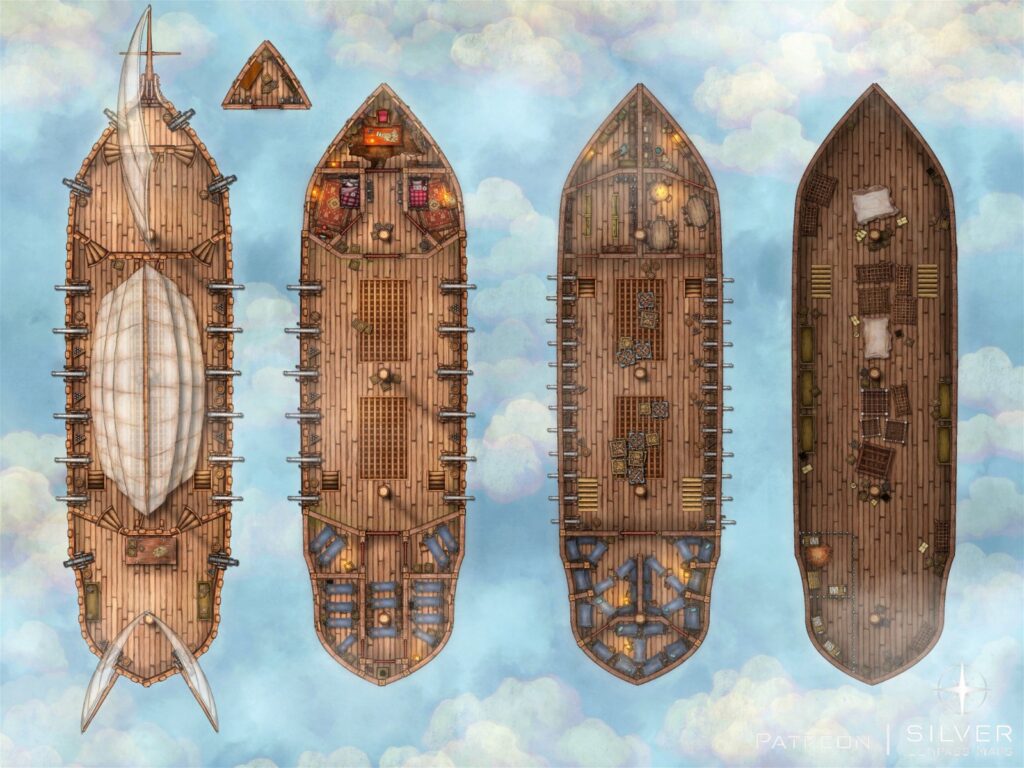 A large airship with 4 floors