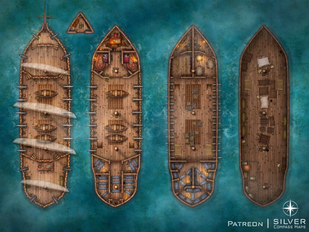 A ship in the deep sea